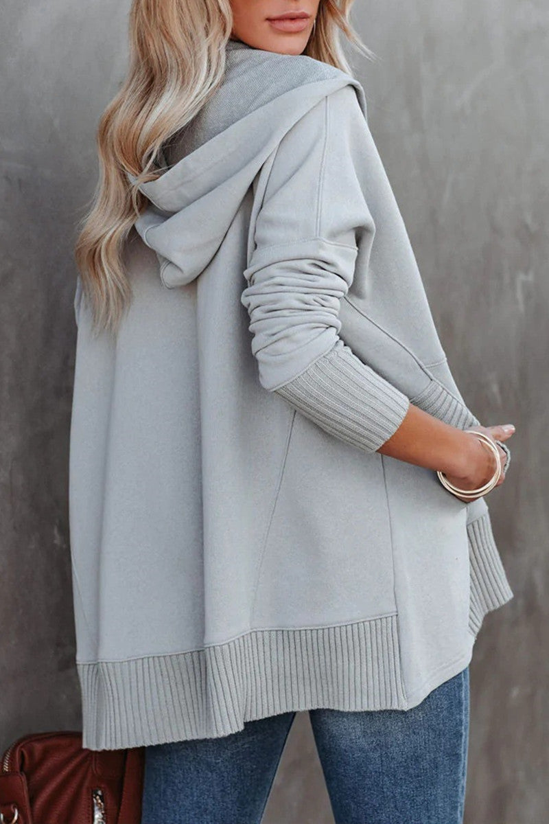 Sudadera con capucha y cuello con hebilla y bolsillo liso, estilo informal y elegante (14 colores)