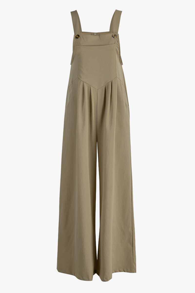 Casual Solid Square Neck Pocket Loose Jumpsuit(13 Colors)