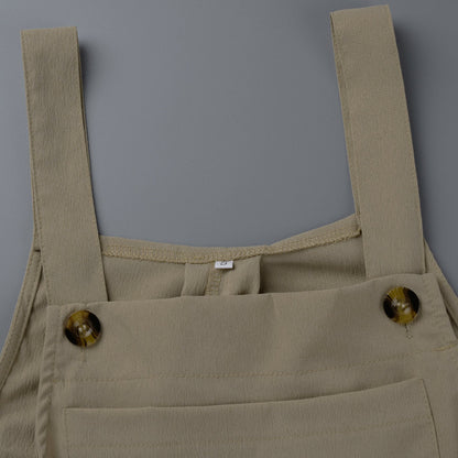 Monos casuales holgados con cuello cuadrado y abertura en la parte delantera (13 colores)