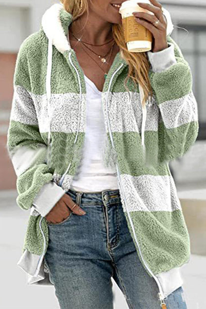 Prendas de abrigo informales con cuello y capucha y diseño de patchwork en bloques de colores (12 colores)