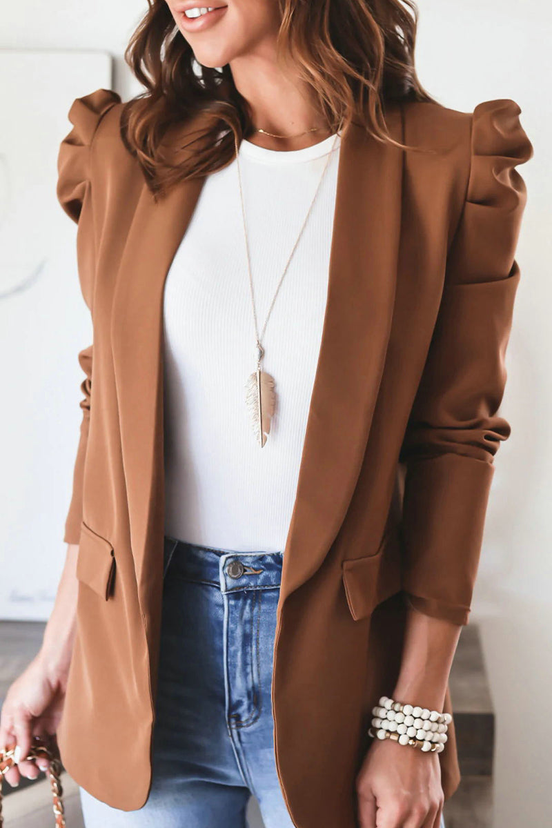 Ropa de trabajo de color sólido con cuello vuelto