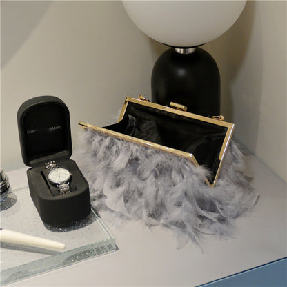 Daily Party Patchwork Feathers Chains Pearl Bags(3 Colors)