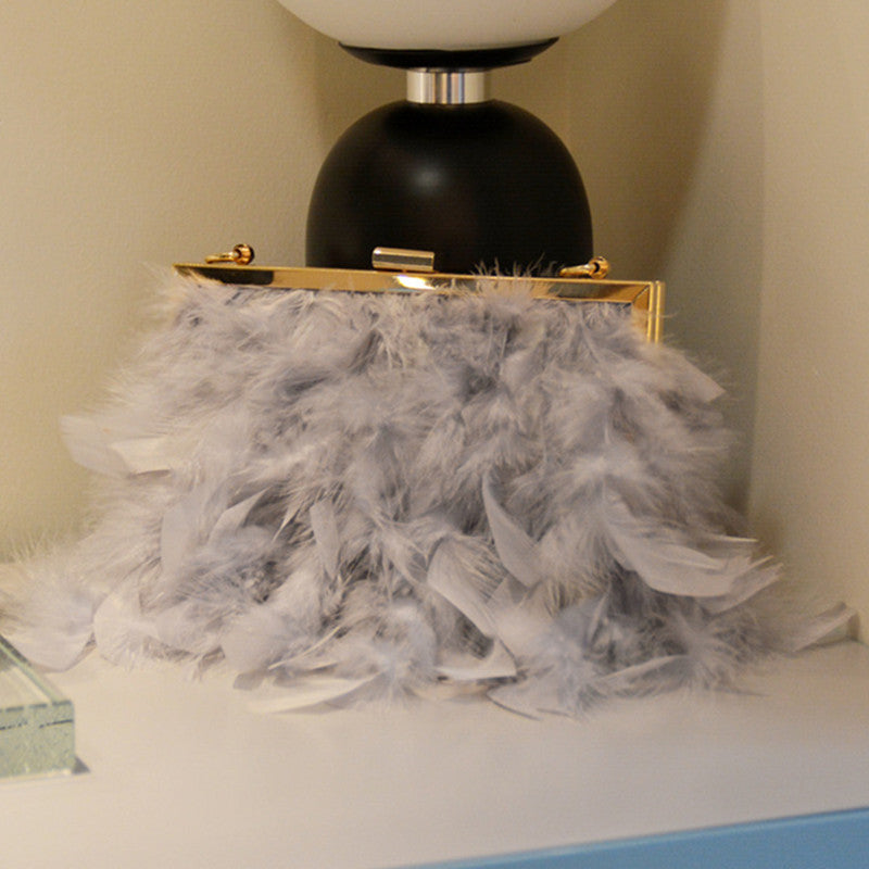 Daily Party Patchwork Feathers Chains Pearl Bags(3 Colors)