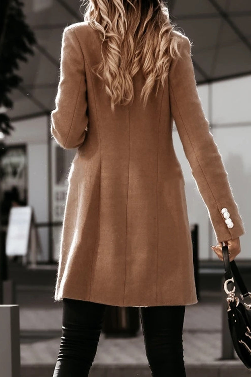 Prenda exterior de calle con botones lisos y cuello vuelto (4 colores)