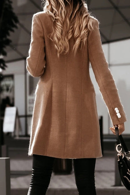 Prenda exterior de calle con botones lisos y cuello vuelto (4 colores)