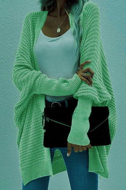 Cárdigan informal de color liso con cuello en V y mangas murciélago (8 colores)