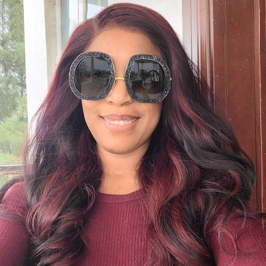 Gafas de sol informales de uso diario con diseño vintage de patchwork y diamantes de imitación