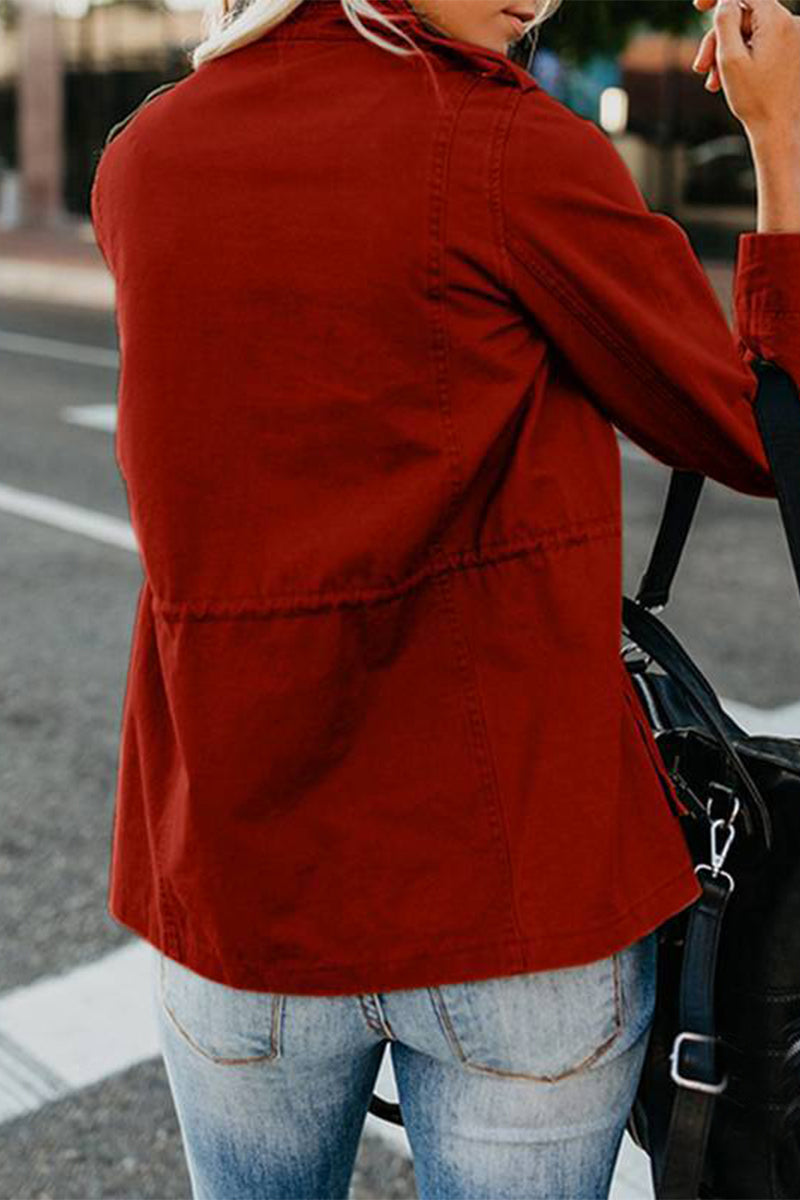 Prendas de abrigo informales con cuello vuelto y parches lisos (5 colores)