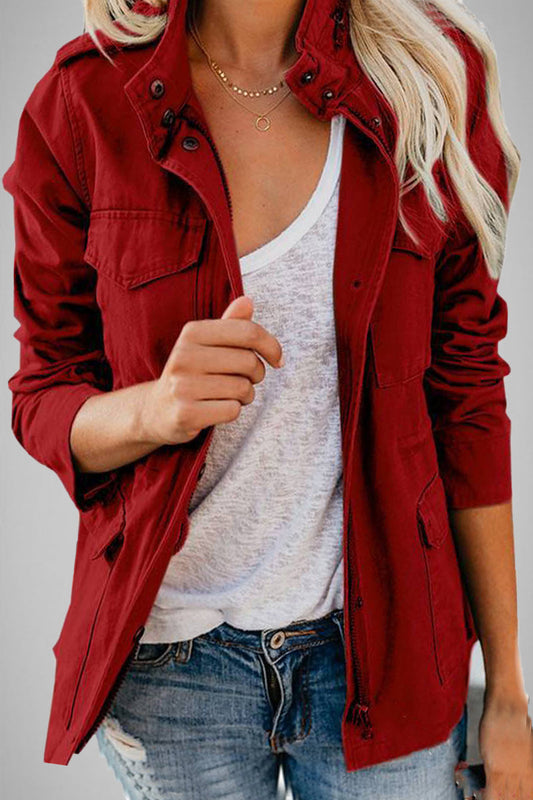 Prendas de abrigo informales con cuello vuelto y parches lisos (5 colores)