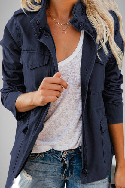 Prendas de abrigo informales con cuello vuelto y parches lisos (5 colores)