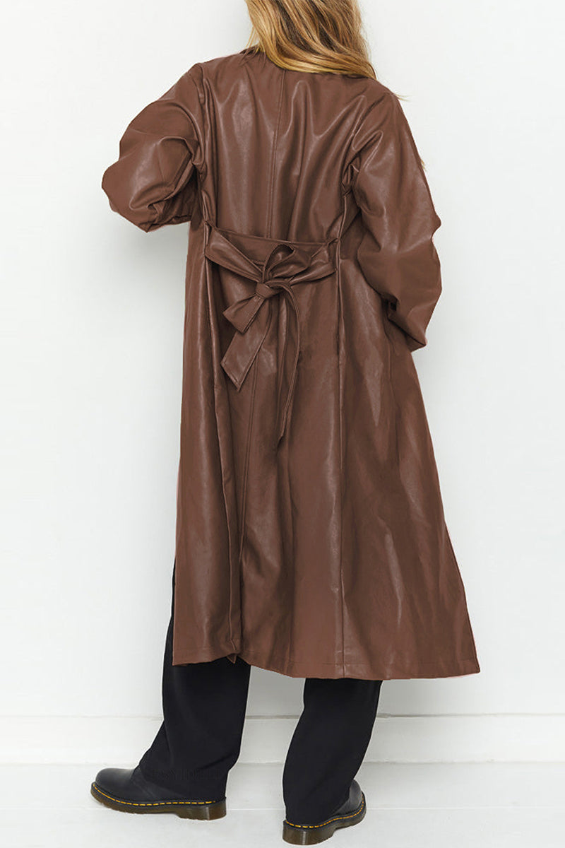 Elegant College Solid Solid Color Turn-back Collar Outerwear(3 Colors)