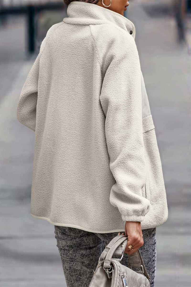 Casual Solid Patchwork Pocket Half A Turtleneck Jacket(7 Colors)