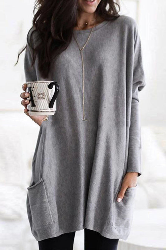 Tops casuales de cuello en V con bolsillos y aberturas laterales (4 colores)