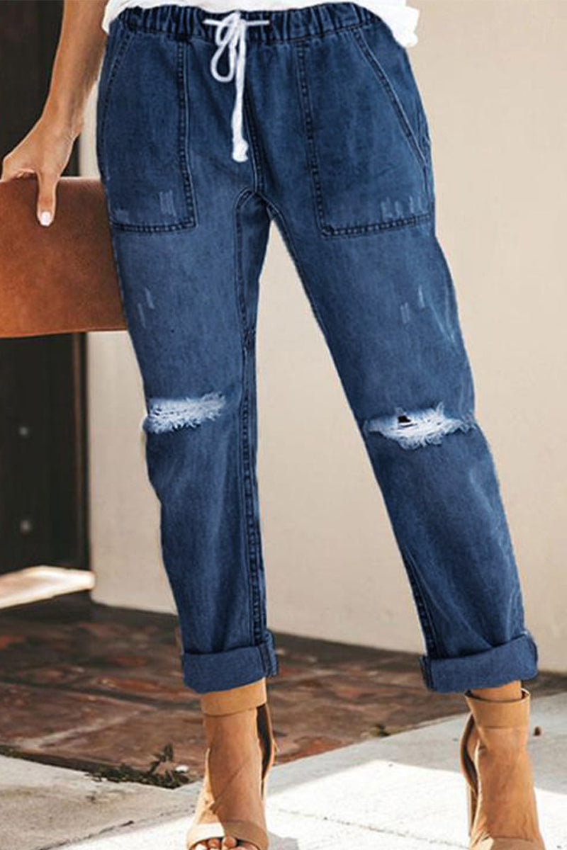Vaqueros rectos con frenillo roto y corte liso de calle (3 colores)
