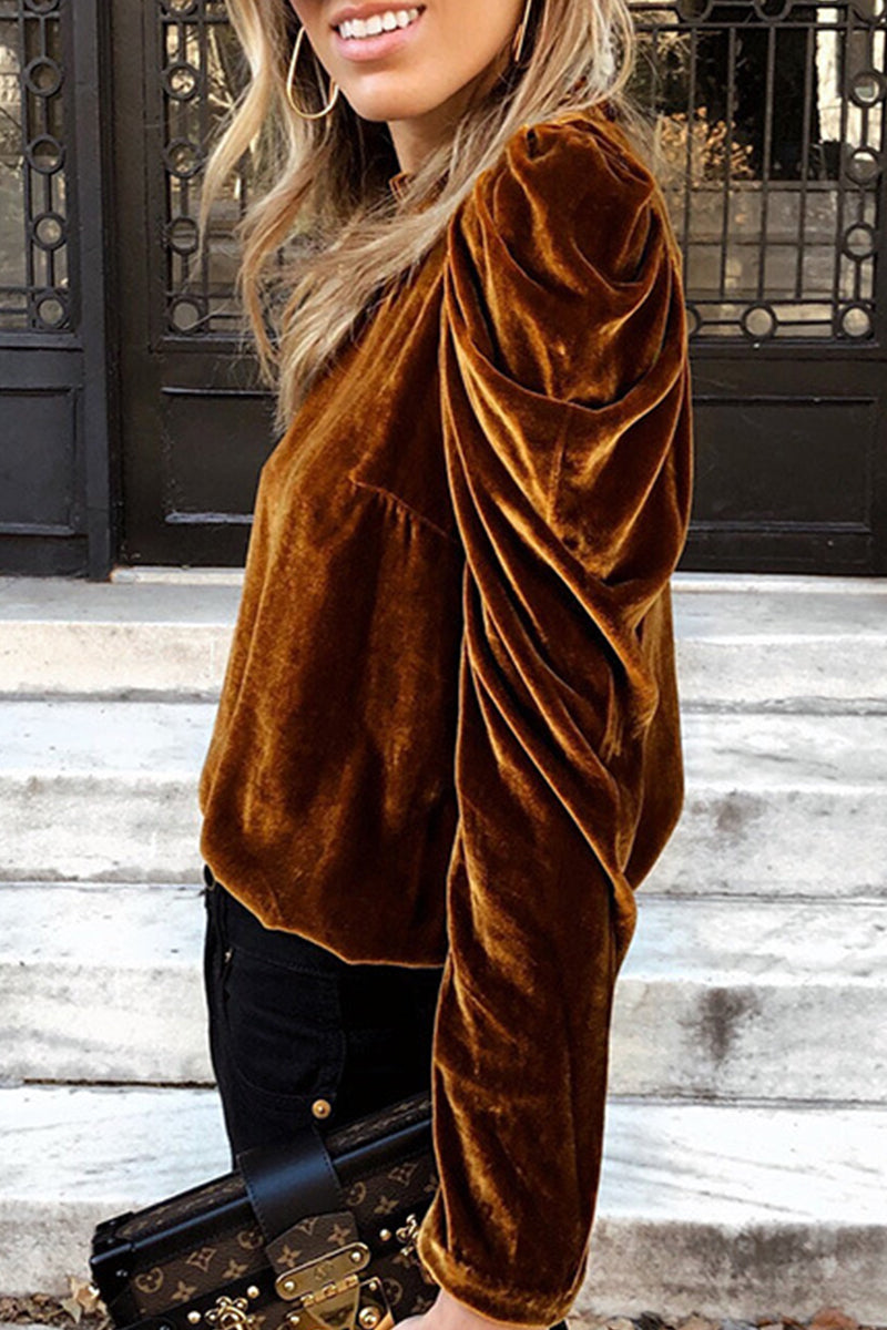 Casual Street Solid Color Stringy Selvedge Turtleneck Tops(5 Colors)