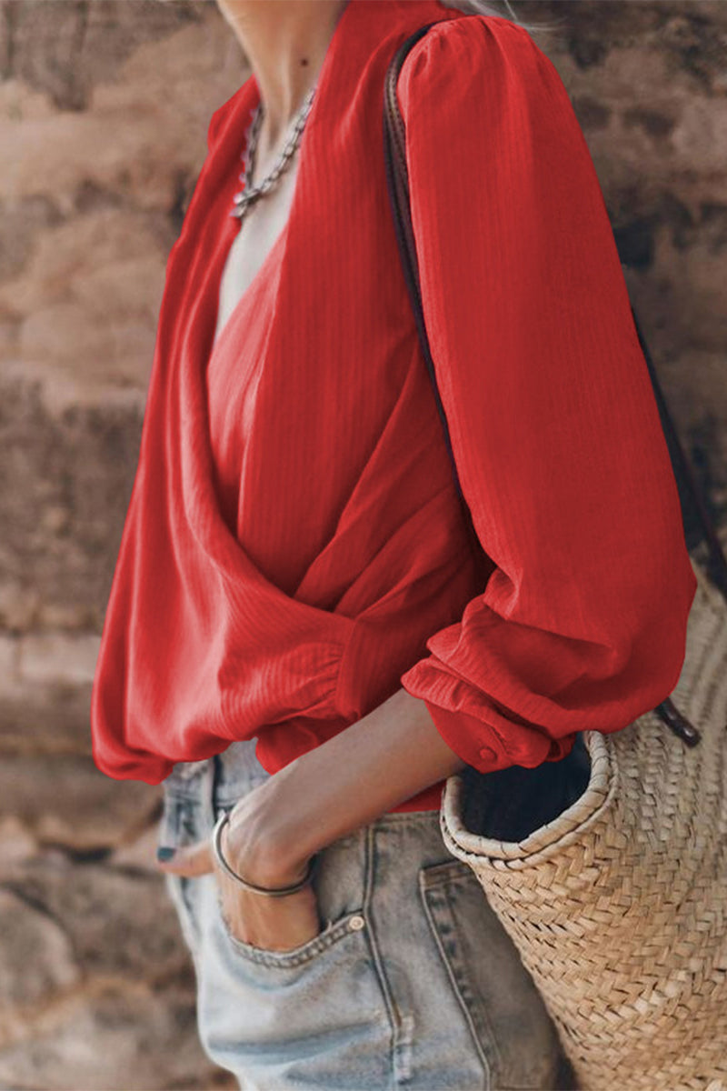 Casual Street Solid Color V Neck Blouses(3 Colors)