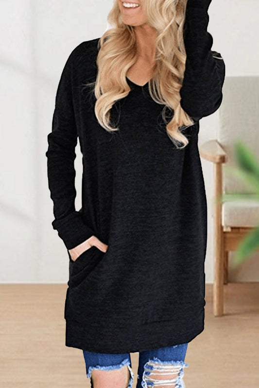 Camisetas casuales de color liso con cuello en V