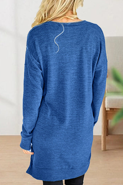 Camisetas casuales de color liso con cuello en V