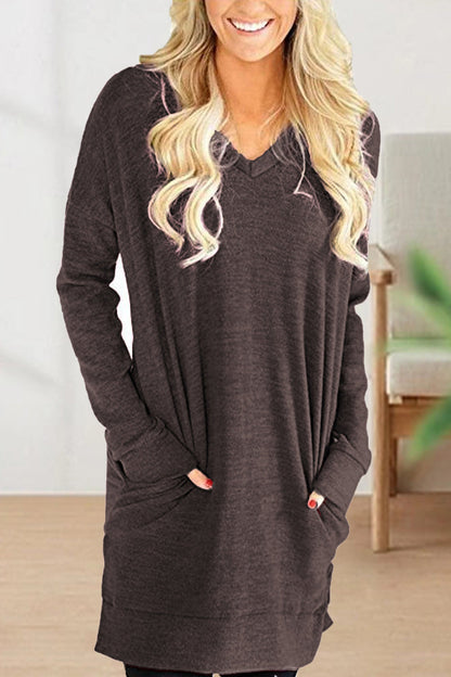 Camisetas casuales de color liso con cuello en V