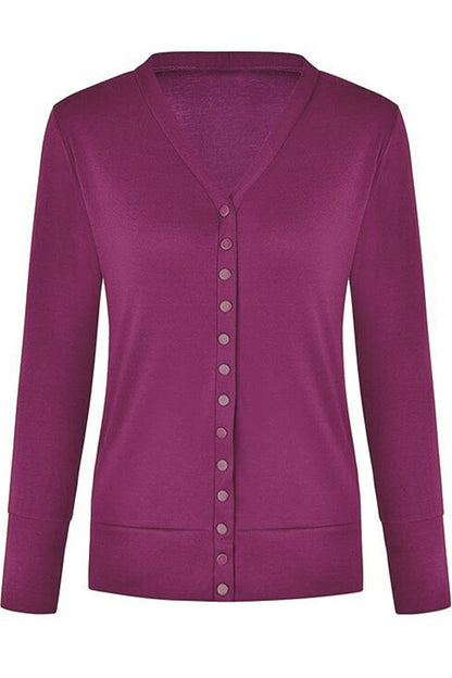 Cárdigan informal de color liso con botones (9 colores)