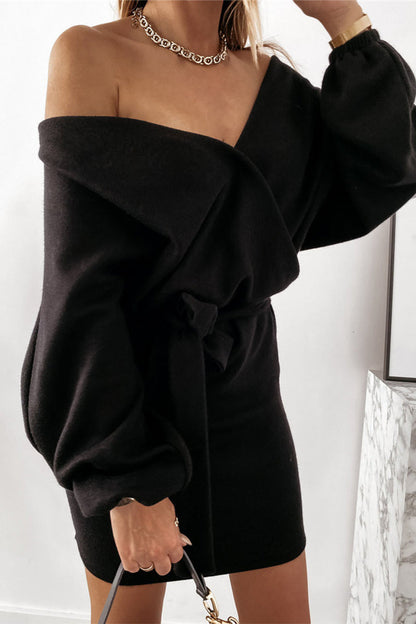 Vestidos sexys elegantes de color sólido con cuello en V y línea A