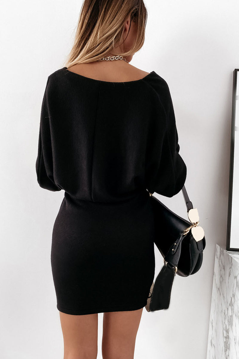 Vestidos sexys elegantes de color sólido con cuello en V y línea A