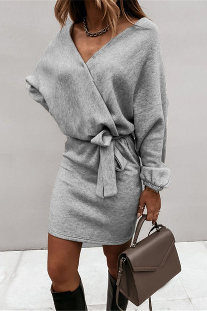 Vestidos sexys elegantes de color sólido con cuello en V y línea A