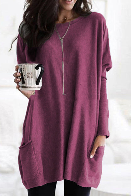 Casual Solid Split Joint Pocket V Neck Tops(4 Colors)