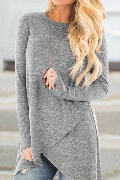 Casual Street Solid Color O Neck Tops(7 Colors)
