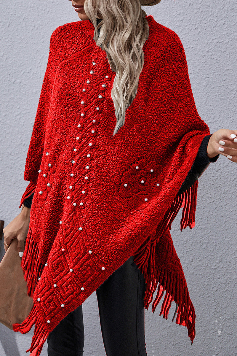 Casual Solid Tassel Rivets Asymmetrical O Neck Outerwear(4 Colors)
