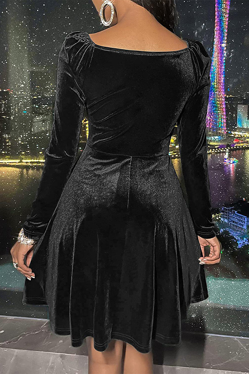 Vestidos elegantes de celebridades con escote en V, línea A y colores sólidos