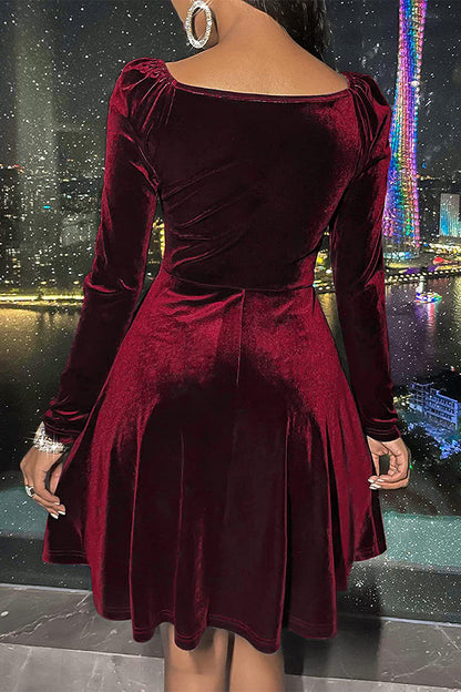 Vestidos elegantes de celebridades con escote en V, línea A y colores sólidos