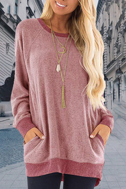 Casual Elegant Solid Contrast O Neck Hoodies(11 Colors)