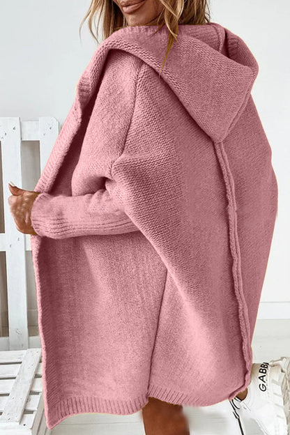 Cárdigan con capucha y cuello asimétrico de color liso (15 colores)