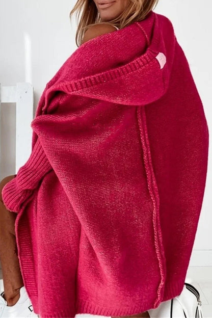 Cárdigan con capucha y cuello asimétrico de color liso (15 colores)