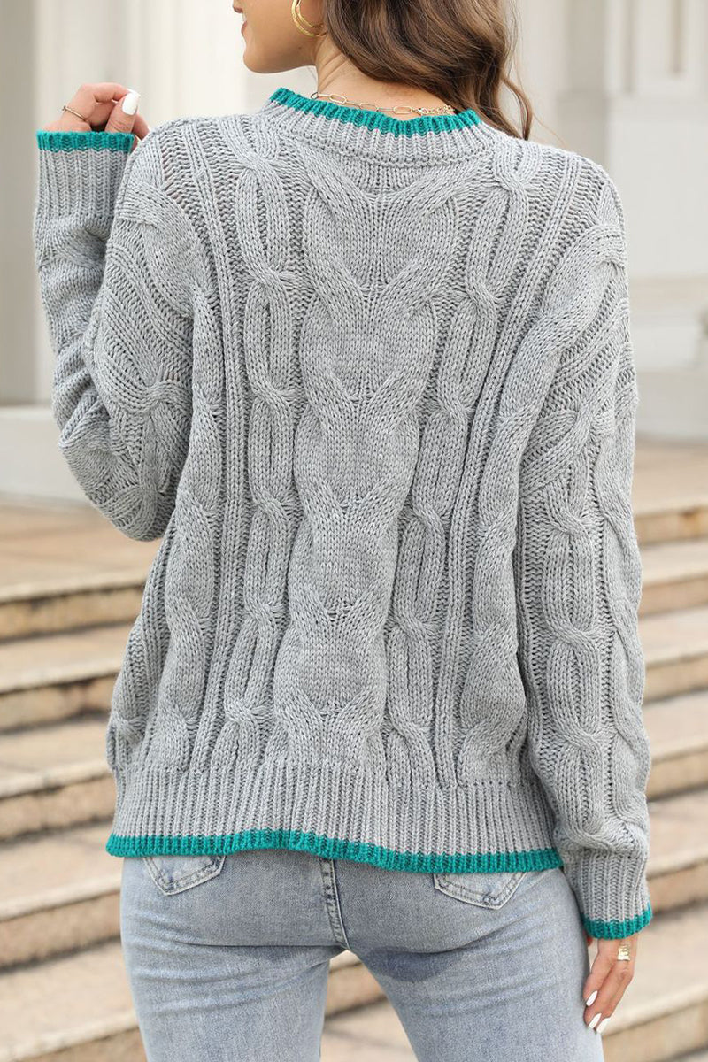Tops casuales de cuello redondo con patchwork y rayas