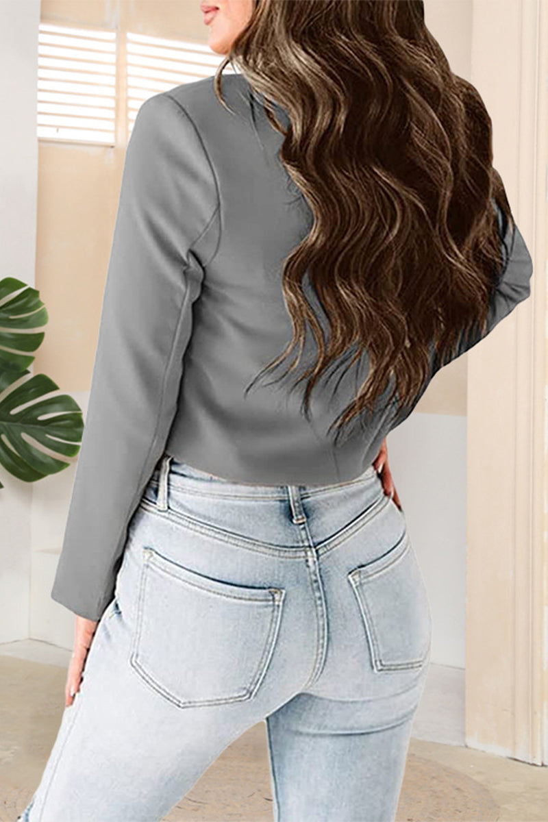 Prenda exterior de calle con botones lisos y cuello vuelto (6 colores)