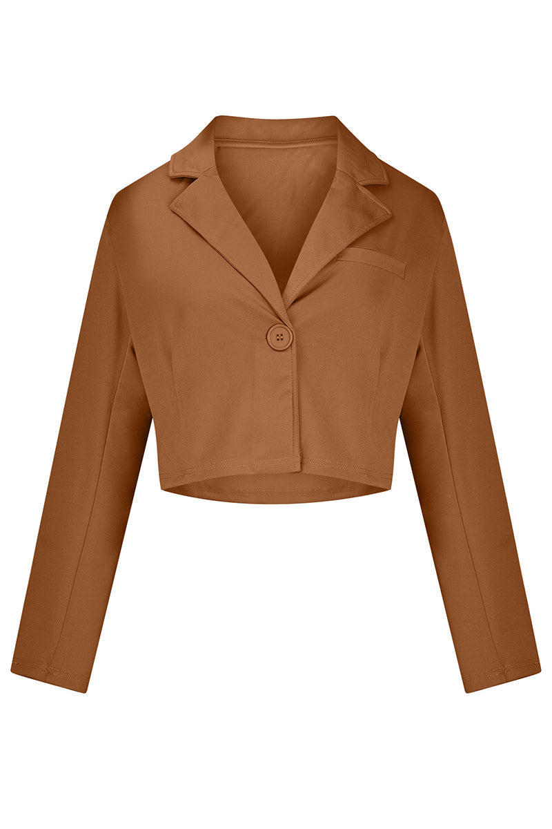 Prenda exterior de calle con botones lisos y cuello vuelto (6 colores)