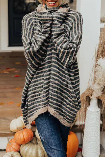 Suéteres casuales de cuello alto con patchwork a rayas (4 colores)