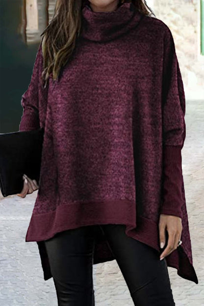 Casual Solid Patchwork Turtleneck Tops(6 Colors)