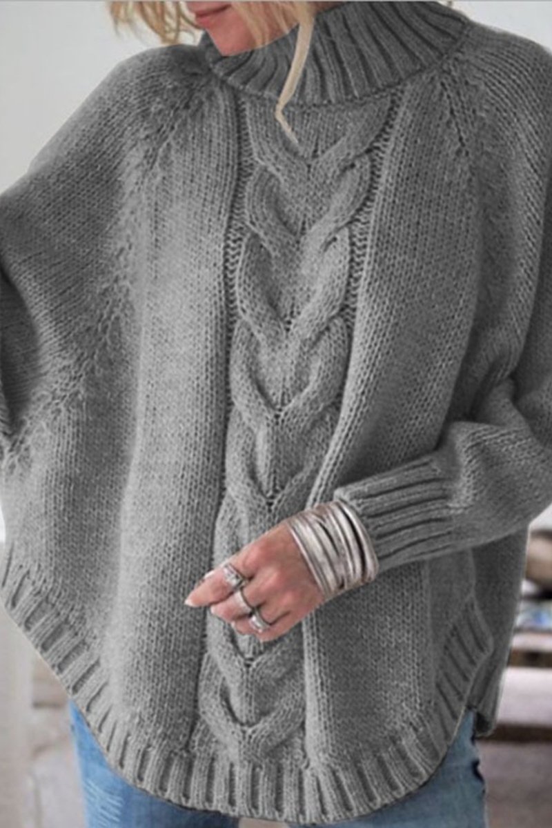 Casual Solid Patchwork Half A Turtleneck Sweaters(6 Colors)