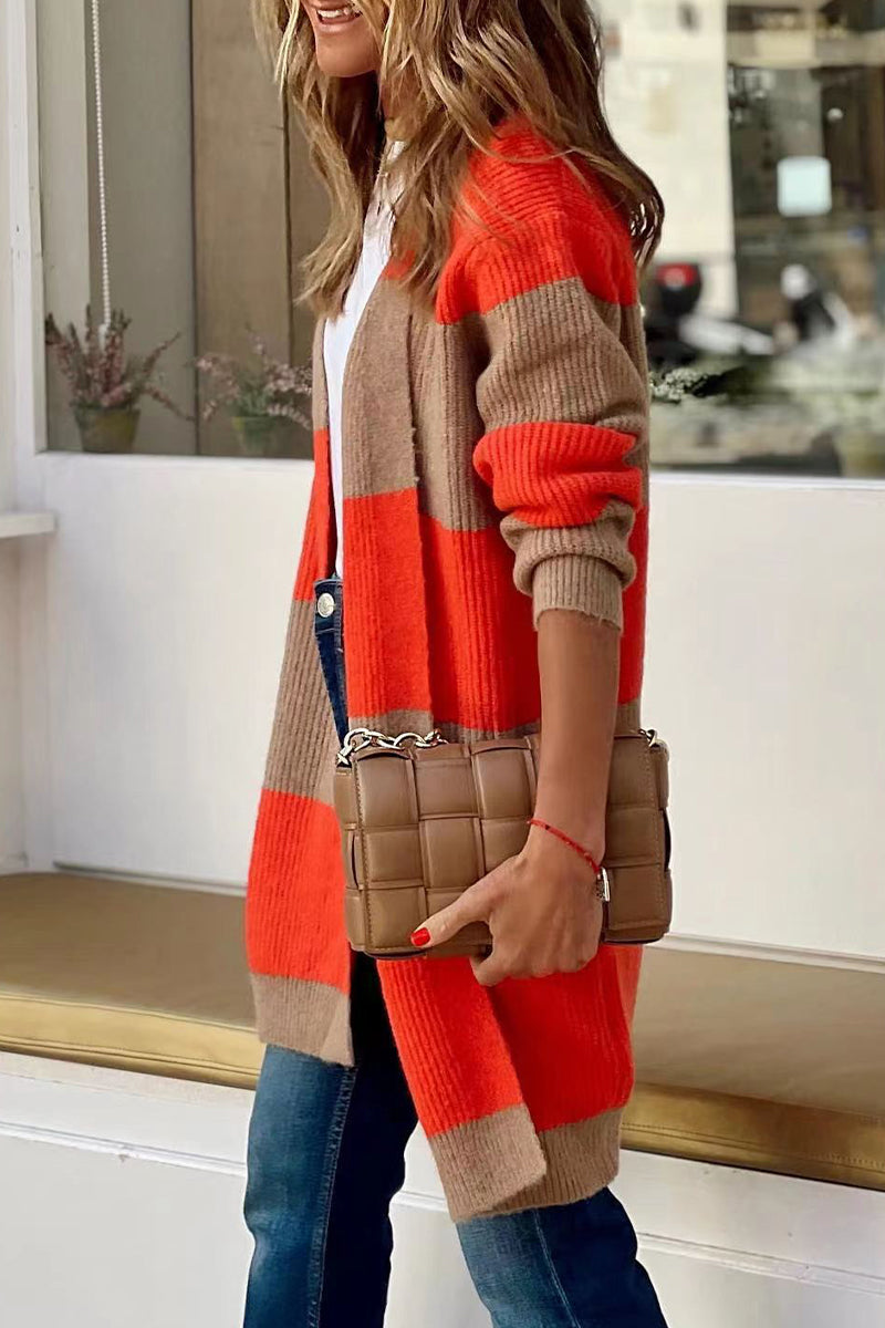 Cárdigan de patchwork con rayas de calle