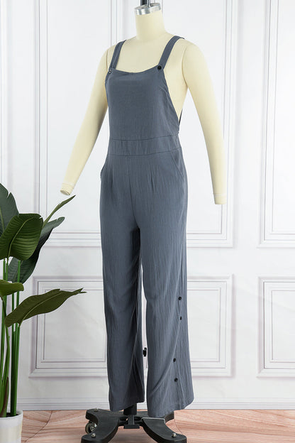 Monos casuales de cuello cuadrado con hebilla sólida (5 colores)