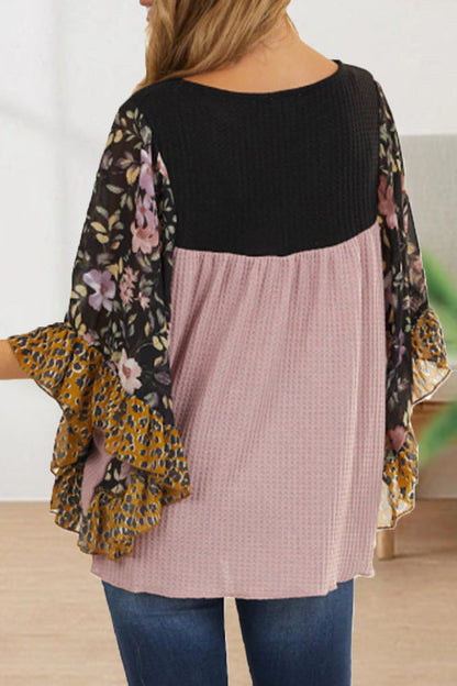 Tops casuales con cuello redondo y estampado en contraste (8 colores)