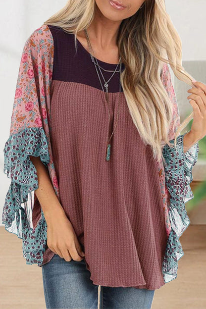 Tops casuales con cuello redondo y estampado en contraste (8 colores)