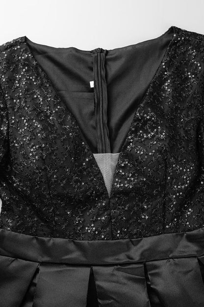 Elegant Solid Sequins Patchwork V Neck Evening Dress Dresses(6 Colors)