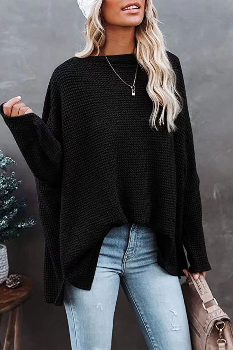 Suéteres casuales de cuello oblicuo de color liso (6 colores)