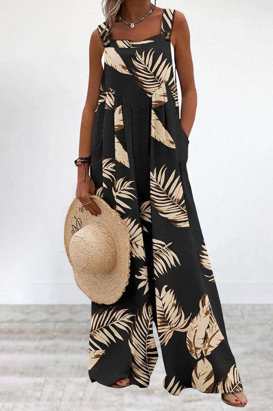 Mono holgado con tirantes finos y estampado informal (5 colores)