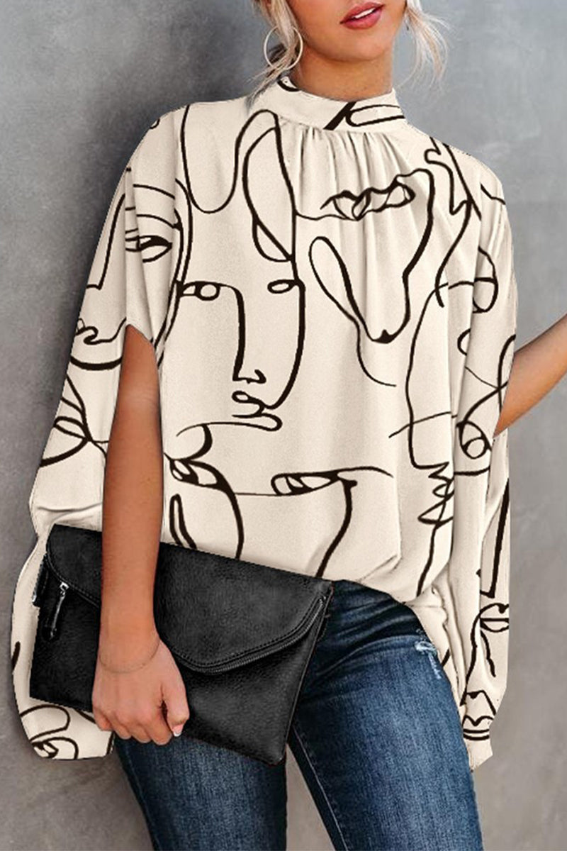 Blusas casuales con cuello redondo y estampado (10 colores)