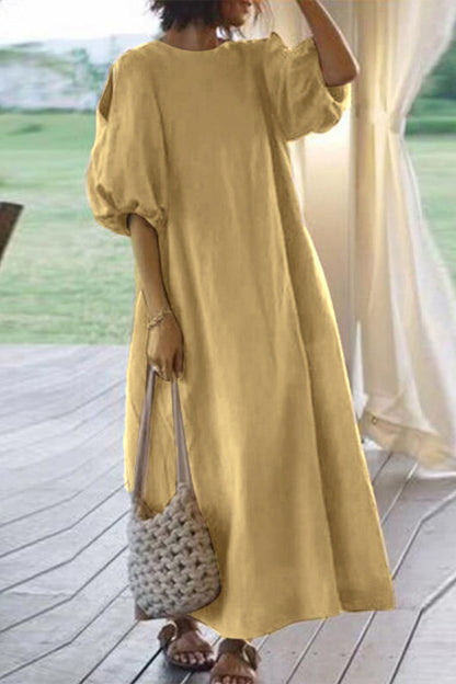 Casual Simplicity O Neck Dresses(3 Colors)